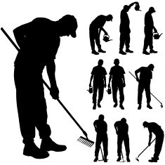 Vector silhouette of gardener N4