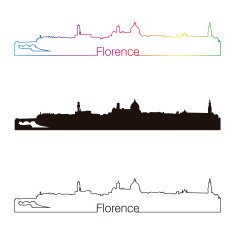 Florence skyline linear style with rainbow