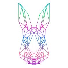 polygonal abstract rabbit silhouette drawn in one continuous line