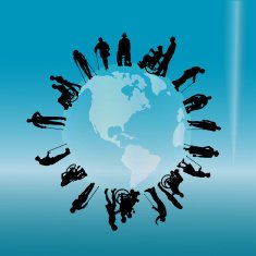 Vector silhouette of a disabled people