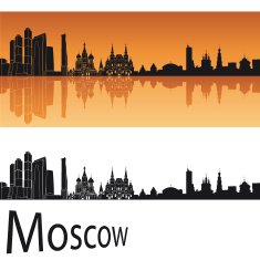 Moscow skyline in orange background