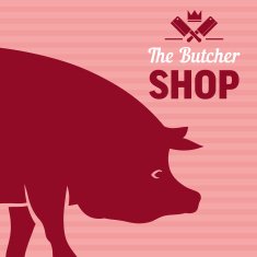 Butcher shop sign with silhouette of pig N2