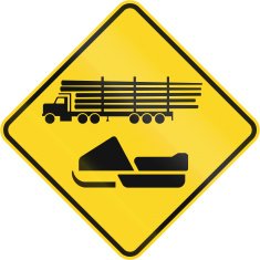 Lumber Trucks And Snowmobiles In Canada