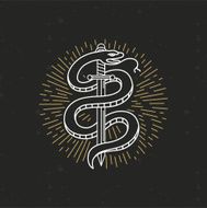 Vector linear monochrome tattoo drawing
