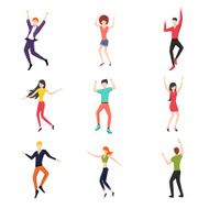 Set of dancing people in flat style N2