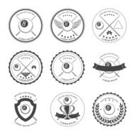 Billiard design elements and badges set Vector