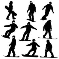 Set snowboarders silhouettes Vector illustration