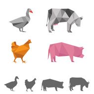 vector farm animals origami
