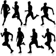 Set of silhouettes Runners on sprint men vector illustration N4