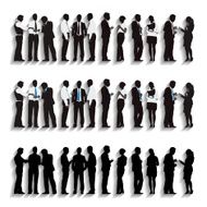 Silhouettes Of Business People in Various Situations Vector