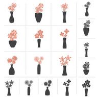 Set of Flowers in Vase Collection