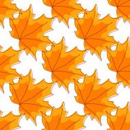 Autumnal orange maple leaves seamless pattern