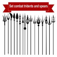 Set combat tridents and spears isolated on a white background
