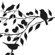vector birds on tree background