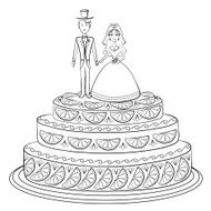 Holiday pie with bride and groom contour