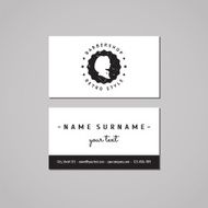Barbershop business card design concept Logo-badge with long hair woman