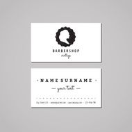 Barbershop business card design concept Logo-badge with wavy hair woman