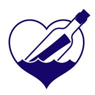 Heart-shaped message in a bottle icon N2