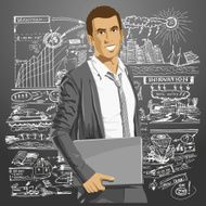 Vector Businessman With Laptop N4