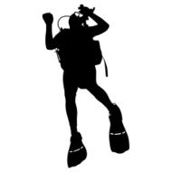 Black silhouette scuba divers Vector illustration N5