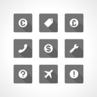 Web site vector icons set shadow effect N9