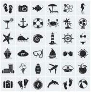 Set of sea and beach icons Vector illustration