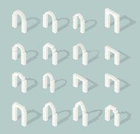 Stone architectural isometric 3d arch icons set vector N2