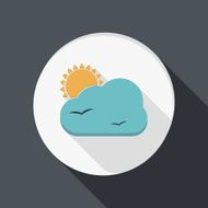 paper flat icon sun behind the cloud