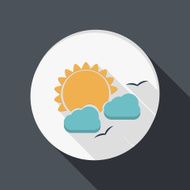 paper flat icon sun behind the cloud N2