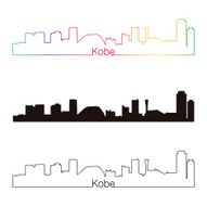 Kobe skyline linear style with rainbow
