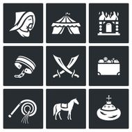 Mongol-Tatar yoke icons set Vector Illustration