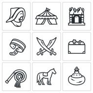 Mongol-Tatar yoke icons set Vector Illustration N2