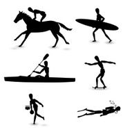 horse racing surfing kayaking skateboarding bowling diving
