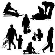 silhouettes set people and children N2
