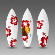 Vector Surfboards Design Template with Abstract Pattern N6