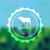 premium quality label with sheep on blurred background