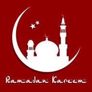 Ramadan Kareem Concept with mosque on a moon