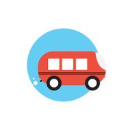 Line Icon with Flat Graphics Element of Bus Vector Illustration N2