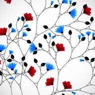 Abstract nature background with red and blue flowers N6