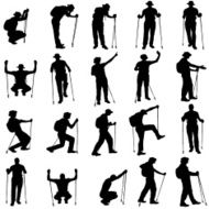 Vector silhouettes of people with walking bare