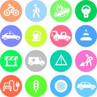 Traffic application icons in color circles