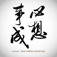 Chinese calligraphy Your wishes come true