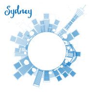 Outline Sydney City skyline with skyscrapers and copy space