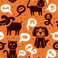 Vector cartoon seamless pattern with funny cats and dogs