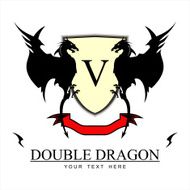Twin Black Dragons over the yellow shield and red ribbon