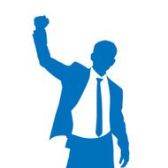 Business Man Silhouette Excited Hold Hands Up N6