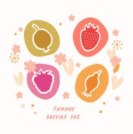Summer berries set Food icons doodle collection