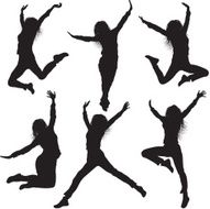 Jumping Silhouettes of Women