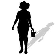 Vector silhouette of a gardener N34