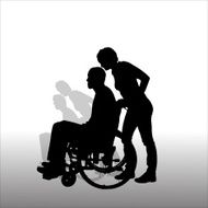 Vector silhouettes of people in a wheelchair N46
